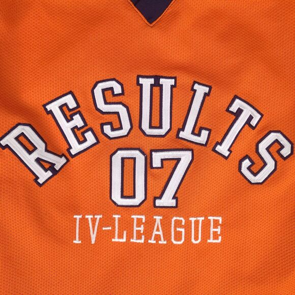 Vintage Results Hockey Jersey Mens Large Orange IV League Embroidered Shirt - Picture 3 of 14
